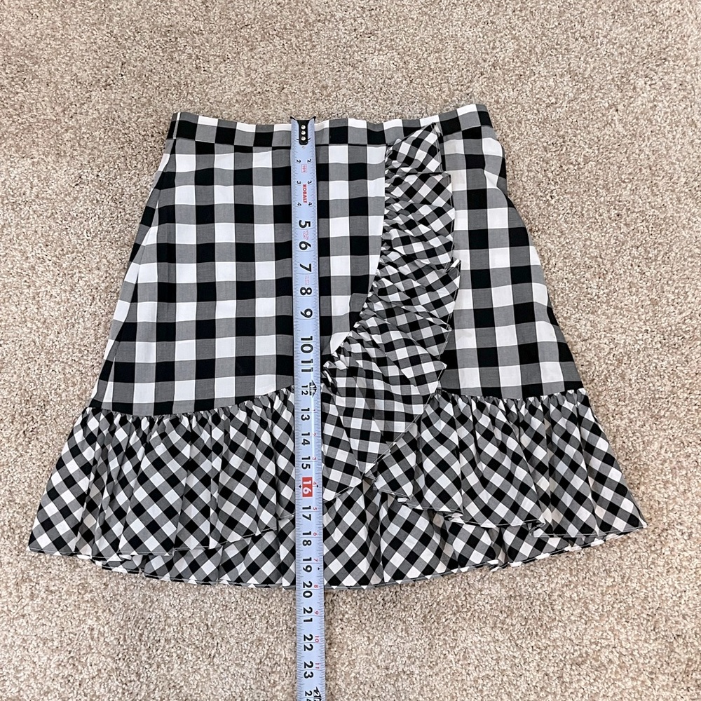 J. Crew Faux-Wrap Gingham Skirt with Ruffle in Size 4 - Picture 6 of 7